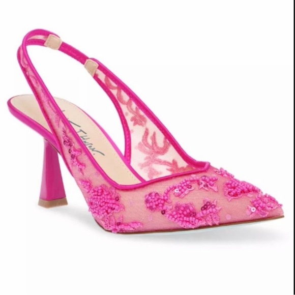 Betsey Johnson Shoes - BNWOB Betsy Johnson Nikki Embroidered Sling Back Pumps 9 Fushia Pink Beaded